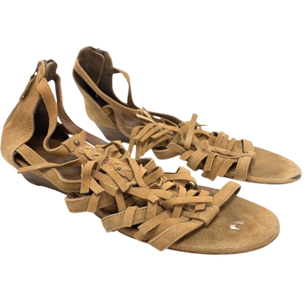 MASSIMO DUTTI Brown Leather Sandals Fringe 9.5 / 10